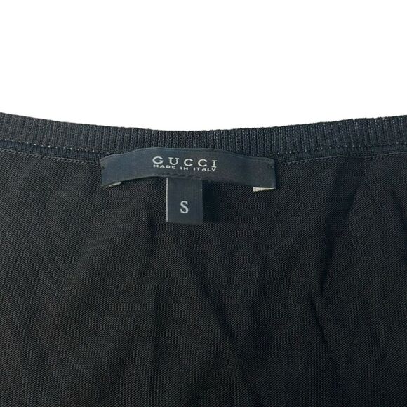 Gucci Women’s Size S Long Sleeve Scoop Neck Tee Black Minimalist Old Money Basic - Picture 2 of 7